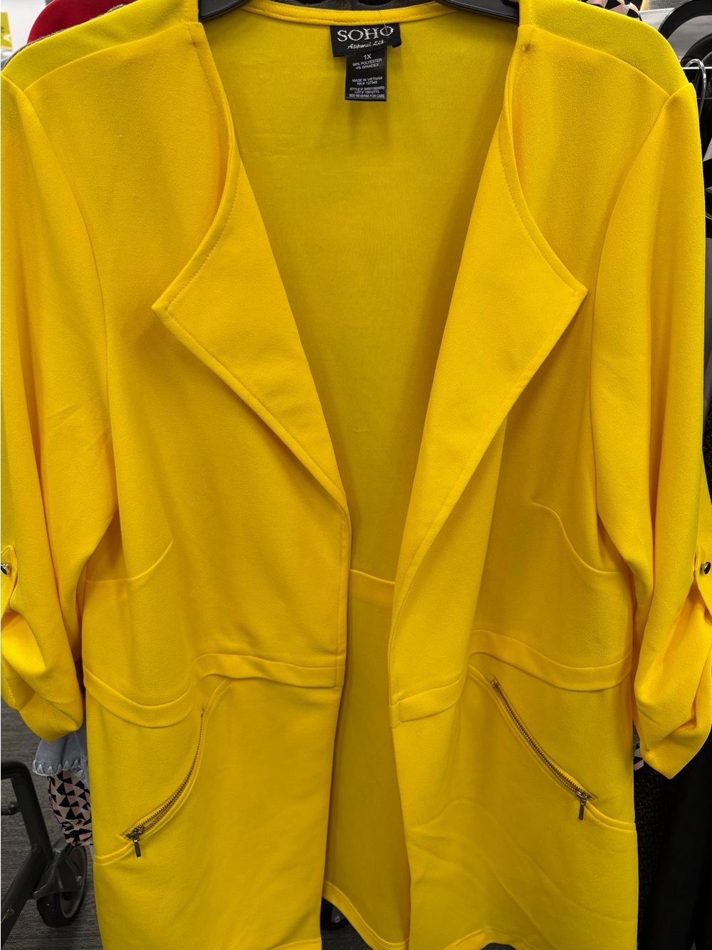 Soho Bright Yellow Open-Front Cardigan Blazer